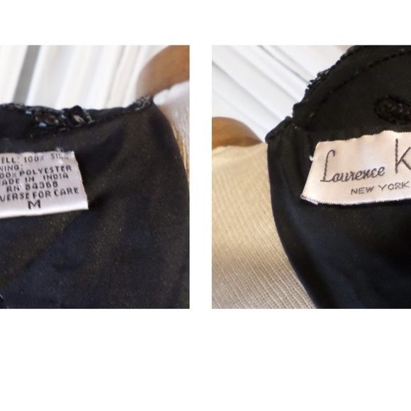 Vintage Laurence Kazar Silk Dress Black Fringe M - Picture 8 of 8